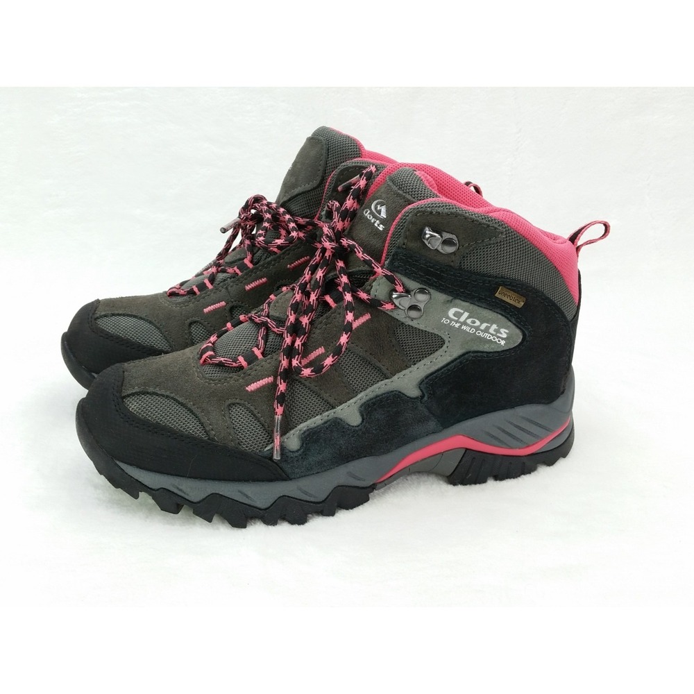 Women's CLORTS HKM-823E All Terrain Gray Pink Suede Hiking Trail Boots Shoes 7.5 - Picture 7 of 13